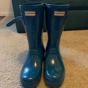 Dark teal short gloss Hunter Boots